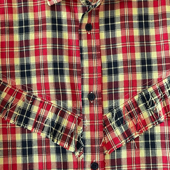 Detache Labs Yellow Plaid Button Down Shirt, Western Style Detail, Men's XL - Picture 4 of 11